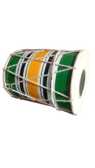 Baby Mini Dholak For Kids Or Decoration - Green & Yellow | Perfectly Symmetric Round Dholak - Dholak For Festival, Wedding, Satsang | Punjabi Dhol Drum, Housewarming Gifts