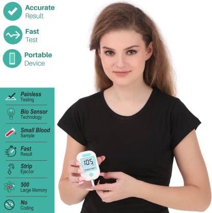 Control D Advanced Digital Glucose Blood Sugar Testing Monitor With 5 Strips Glucometer (White, Green) Control D Advanced Digital Glucose Blood Sugar Testing Monitor With 5 Strips Glucometer (White, Green)