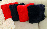 Small Fur Pillow, Cushions For Sofa - Red & Black Pillow, Standard Size - 12 X 12 Inches | Soft Pillow, Washable, Easy To Clean - Pack Of 4 | Best Pillow - Model 4