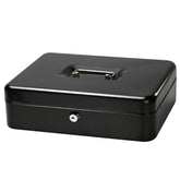 Locking Xtra Large Metal Cash Box With Money Tray, Lock Box, Colour - Black, Material - Metal, Special Feature - Portable