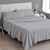 1 Bedsheet, 1 Fitted Sheet, Elastic With 2 Pillow Covers - King Size - 78 X 80 Inches, Light Grey | 100% Egyptian Cotton For Premium Quality & Softness