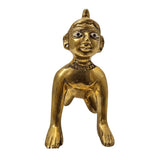 Laddu Gopal Ji Idol, Kishore Ji Brass Idol, Thakur Ji, Gold, Brass, Size - Big, For Your Home, Office, Temple | Handcrafted Statue, Compact Design, Perfect For Worship & Décor, Lord Krishna