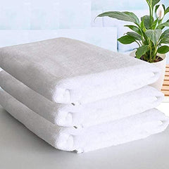 Maysha Creations 100% Cotton Large Full Size Bath Towels 1350 Gsm | Super Soft Absorbent Antibacterial Full Large Size Bath Towel (White) - 3 Pcs