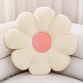 Flower Pillow Cushion, Seating Pad Sunflower Chair Cushion Throw Pillow, White, Size - 35 Cm | For Comfort, Home Decoration Use | For Car Room, Office, Gifts For Girls, Kids - Pack Of 1