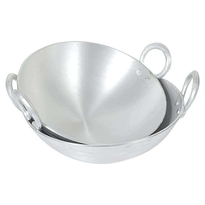 Silver Aluminum Kadhai With Handle For Cooking | 3 Liters & 4 Liters Combo Pack Of 2 Pieces Silver Aluminum Kadhai With Handle For Cooking | 3 Liters & 4 Liters Combo Pack Of 2 Pieces