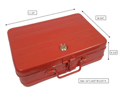 Aluminium Cash Box With Lock For Jewellery Storage And Organizing Ideal For Wardrobe, Desktop - Locker Safe Peti Metal Container 12" (12" L X 8.5" W X 4" H), Colour - Red