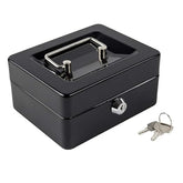 Portable Locking 6 Inch Small Cash Box For Money Coin, Colour - Black, Material - Alloy Steel, Control Type - Key Control