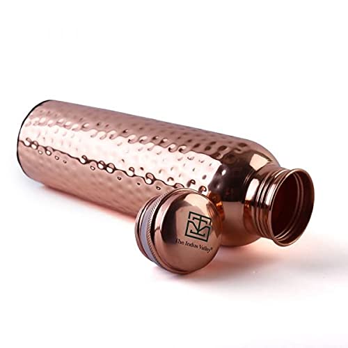 Copper Hammered Bottle Suitable For Home, School, College & Office - 1 Liter, 270 Grams, Leak Proof | Rust Proof, Easy To Carry, Pure & Healthy, 100% Toxin Free Copper Hammered Bottle Suitable For Home, School, College & Office - 1 Liter, 270 Grams, Leak Proof | Rust Proof, Easy To Carry, Pure & Healthy, 100% Toxin Free