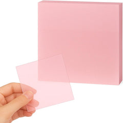 50 Sheets Transparent Sticky Notes, Colored Clear Self-adhesive Memo Pads – (Pink)