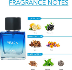 Ajmal Yearn Eau De Parfum For Men 50ml 1.6 Fl.oz. & Distraction Deodorant For Men & Women 200ml 6.7 Fl.oz. Combo Pack Of 2