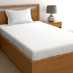Glace Cotton 1 Single Bedsheet With 1 Pillow Cover - 60 X 90 Inches, White | Comfort Fabric Bedsheet Home, Hotel & Guest House