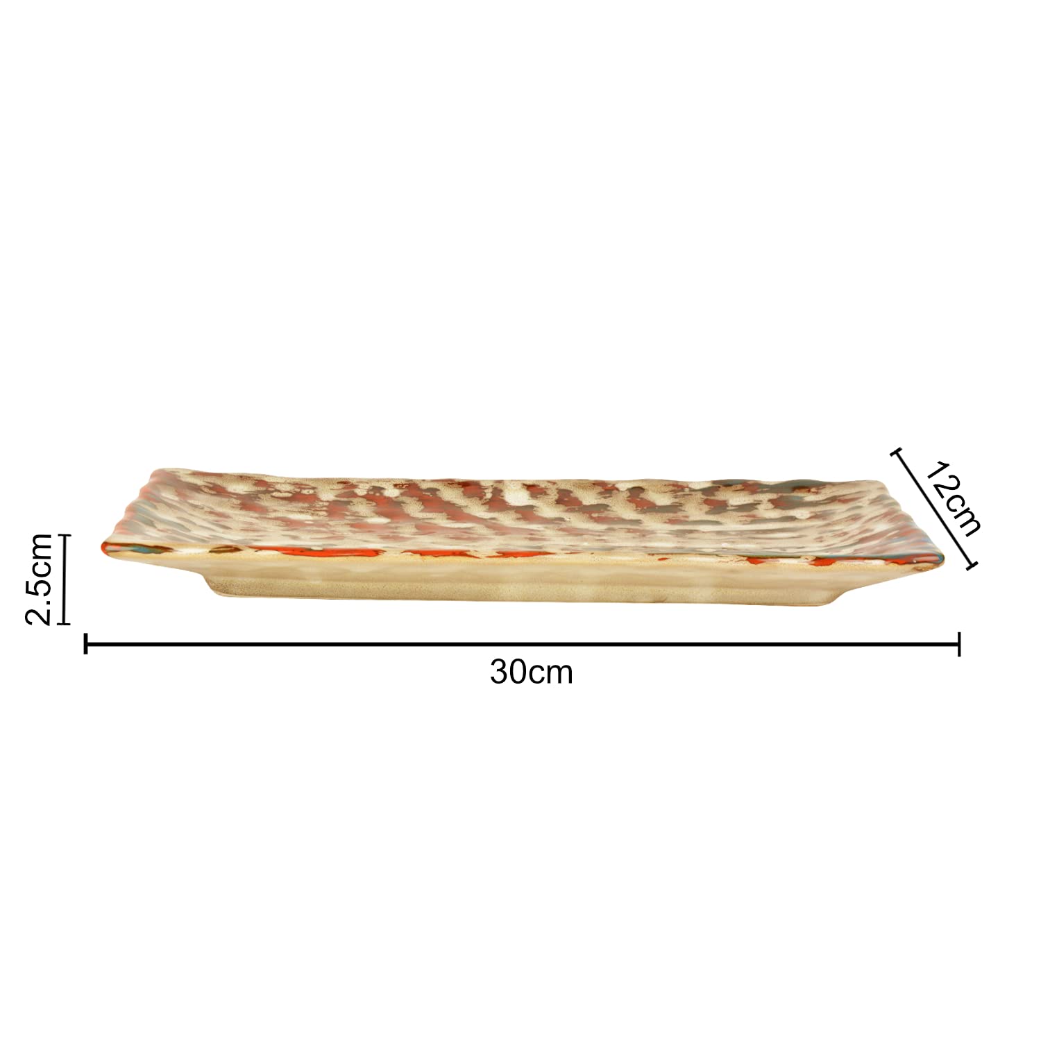 Hand Brush Stroke Design Ceramic Rectangular Platter - Multicolor, Length: 30 Cm, Width: 12 Cm | Starter Serving Tray Hand Brush Stroke Design Ceramic Rectangular Platter - Multicolor, Length: 30 Cm, Width: 12 Cm | Starter Serving Tray