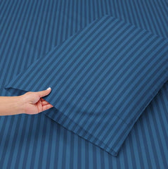 Premium Cotton Double Bedsheets With 2 Pillow Covers - Size-60 X72+8 Inches, Blue | Breathable Long Lasting Light Weight Wrinkel Free Bedsheet