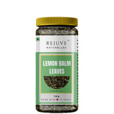 Rejuve Naturelles Premium Lemon Balm Leaves Herbal Tea - 50gm, 1.7 Ounce | Freshly Packed & Natural Herbal Tea - Stress Relief Tea | Caffeine Free, Antioxidant Rich - Premium Pet Jar