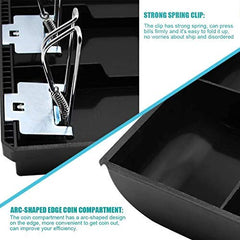 Abs Cash Tray Drawer, 5 Cash & 4 Coin Compartment, Cashier Storage Safe Box | 40.4 X 24 X 3.5 cm, Colour - Black, Material - Abs Plastic