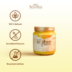 Pure Premium A2 Sahiwal Cow Desi Ghee By Nature Nosh | Natural & Healthy Vedic Bilona Method Curd Churned Cow Desi Ghee | (500ml) 16.9 Ounce | Jar Pack
