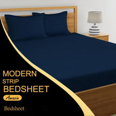 1 Double Bedsheet With 2 Matching Pillow Cover - 90 X 90 Inches, Navy Blue | Comfort Fabric Bedsheet Home, Hotel & Guest House