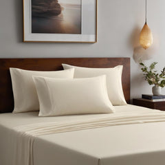 Single Bedsheets Elastic Fitted With 2 Pillow Cover - 78 X 36 Inches, Ivory | Breathable & Durable, Soft Touch & Perfect For All Season