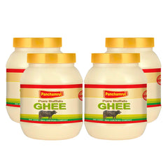 Pure Premium Buffalo Danedar Ghee By Panchamrut | Rich In Nutrients & Delicious Healthy Desi Ghee Good For Sabji | 4 Litre (1 Litr * 4) 135.2 Ounce | Jar Pack