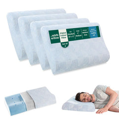 Cervical Pillow For Neck & Shoulder Pain Relief, Sky Blue, Standard Size | Cool Gel Memory Foam Pillow For Sleeping | Orthopedic Pillow For Spondylitis - Medical Pillow - Set Of 4
