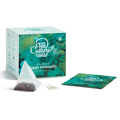 Tea Culture Of The World Happy Immunity Green Tea - 16 Tea Bags | Ayurvedic Herbal Tea With Green Tea, Liquorice, Turmeric - Immunity Booster, Medium Caffeine