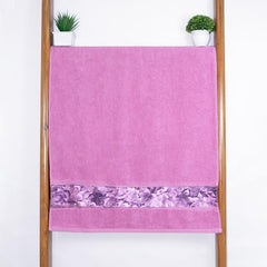 Rangoli 100% Cotton Fibre Bath Towels 450 Gsm | Highly Durable & Absorbent With Printed Border | Quick Drying Towels (Pink)