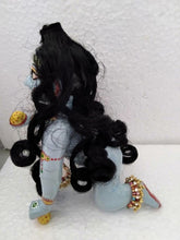 Laddu Gopal, Krishna Idol, Black Crawlie Wig Shringar, Blue, Marble, Idol - Size No.3, Handmade, Occasion-Decorative Statue, Bal Gopal Idol