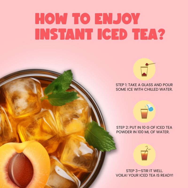 Bevzilla Peach Passion Instant Iced Tea Mix - 400gm, 14.1 Ounce | Quick Ready In 30 Seconds - Perfect Refreshing Summer Drink | Easy To Carry Anywhere - Low Caffeine Bevzilla Peach Passion Instant Iced Tea Mix - 400gm, 14.1 Ounce | Quick Ready In 30 Seconds - Perfect Refreshing Summer Drink | Easy To Carry Anywhere - Low Caffeine