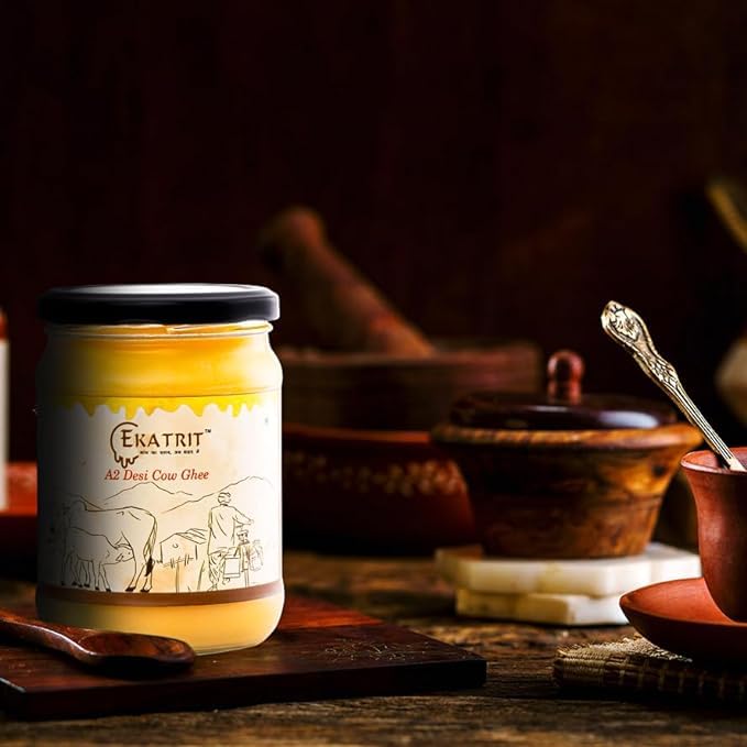 100% Pure A2 Desi Cow Ghee By Ekatrit | Natural & Healthy Fragrance Belona Cow Ghee Perfect For Pooja | (500ml) 16.9 Ounce | Jar Pack 100% Pure A2 Desi Cow Ghee By Ekatrit | Natural & Healthy Fragrance Belona Cow Ghee Perfect For Pooja | (500ml) 16.9 Ounce | Jar Pack