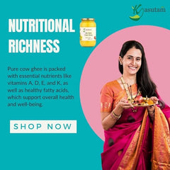 100% Natural A2 Desi Cow Ghee By Kasutam | Rich In Vitamins, Minerals Healthy Desi Cow Ghee Perfect For Overall Health | 2 Litre (1 Litr * 2) 67.6 Ounce | Jar Pack