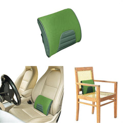 Memory Foam Pillow, Travel Lumbar Back Support Chair Cushion Pillow, Green - 11 L X 9 W X 2 H Inch | Pillow For Car, Airplane, Long Drive | Soft Pillow, Lightweight, Comfortable Pillow