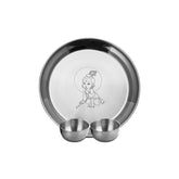 Stainless Steel Kanha Ji Pooja Thali Set Of 3, Silver | 1 Pooja Thali+ 2 Katoris - Easy To Clean & Dishwasher Safe