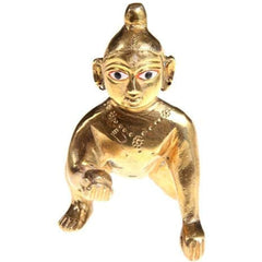 Handcrafted Laddu Gopal Murti, Bal Gopal Statue, Gold, Pure Brass, Idol - 38 Cm, Made In India, Petal Murti | Clean With A Dry & Soft Cloth | For Occasions & Festivals Of India, Pack Of 1