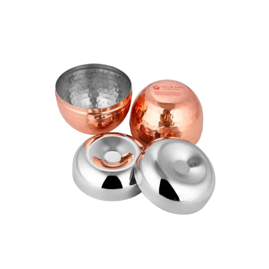 Nile Stainless Steel Hammered Canister Set Of 2 With Lid - Copper, 250ml Each | Dishwasher Safe Nile Stainless Steel Hammered Canister Set Of 2 With Lid - Copper, 250ml Each | Dishwasher Safe