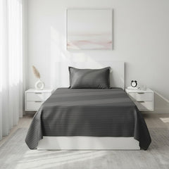 Soft Cotton Single Bedsheet With 1 Piece Pillow Cover - 60 X 90 Inches, Grey | Lightweight, Breathable & Easy To Maintain Bedsheet