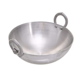 Silver Aluminium Heavy Base Kadhai With Handle - 10 Liters | Kadai With Handle For Kitchen - Deep Frying Kadai