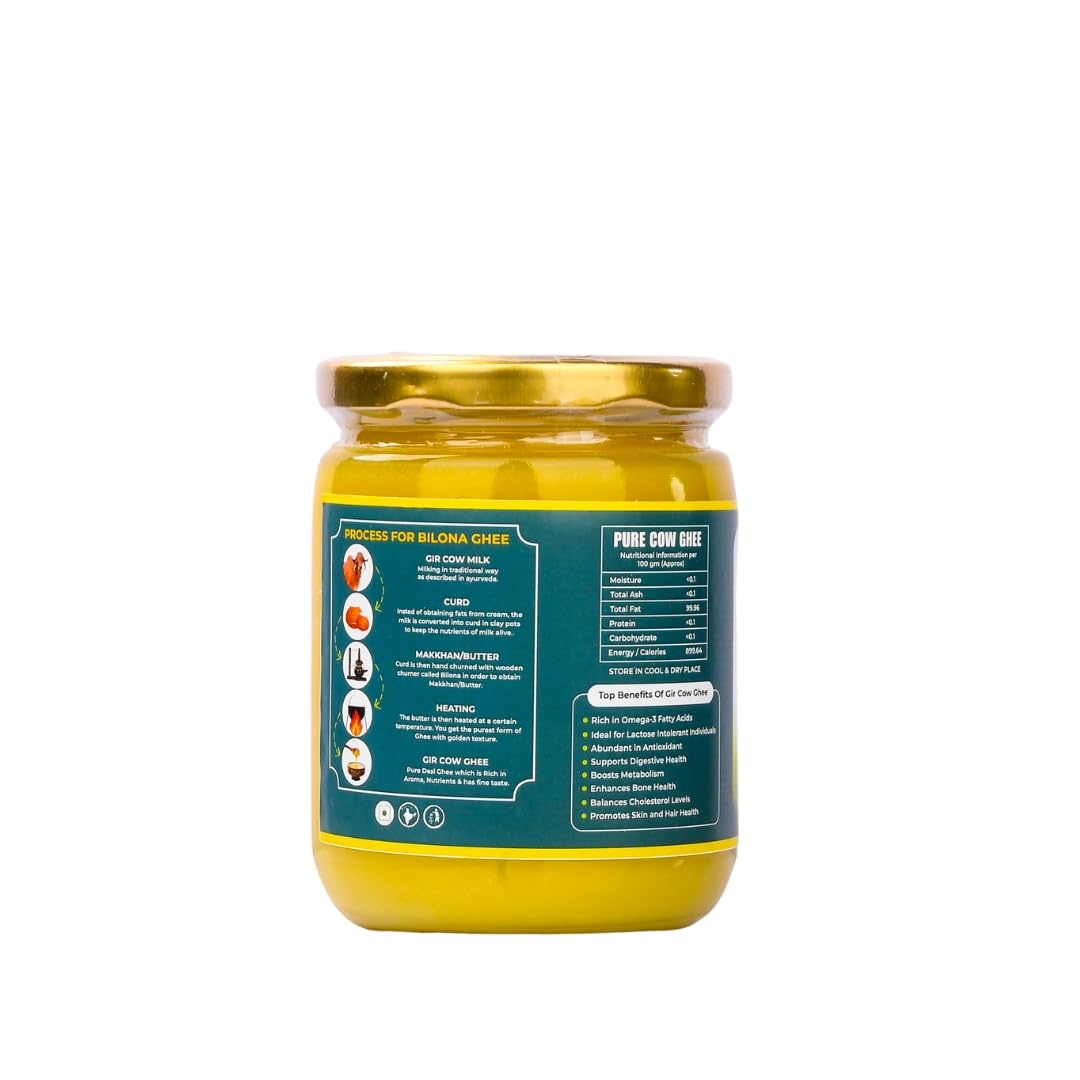Natural Desi Gir Cow Ghee By Gavyasattvik | High In Protein Fiber Healthy Desi Cow Ghee Protact Eyesight | (500ml) 16.9 Ounce | Jar Pack Natural Desi Gir Cow Ghee By Gavyasattvik | High In Protein Fiber Healthy Desi Cow Ghee Protact Eyesight | (500ml) 16.9 Ounce | Jar Pack