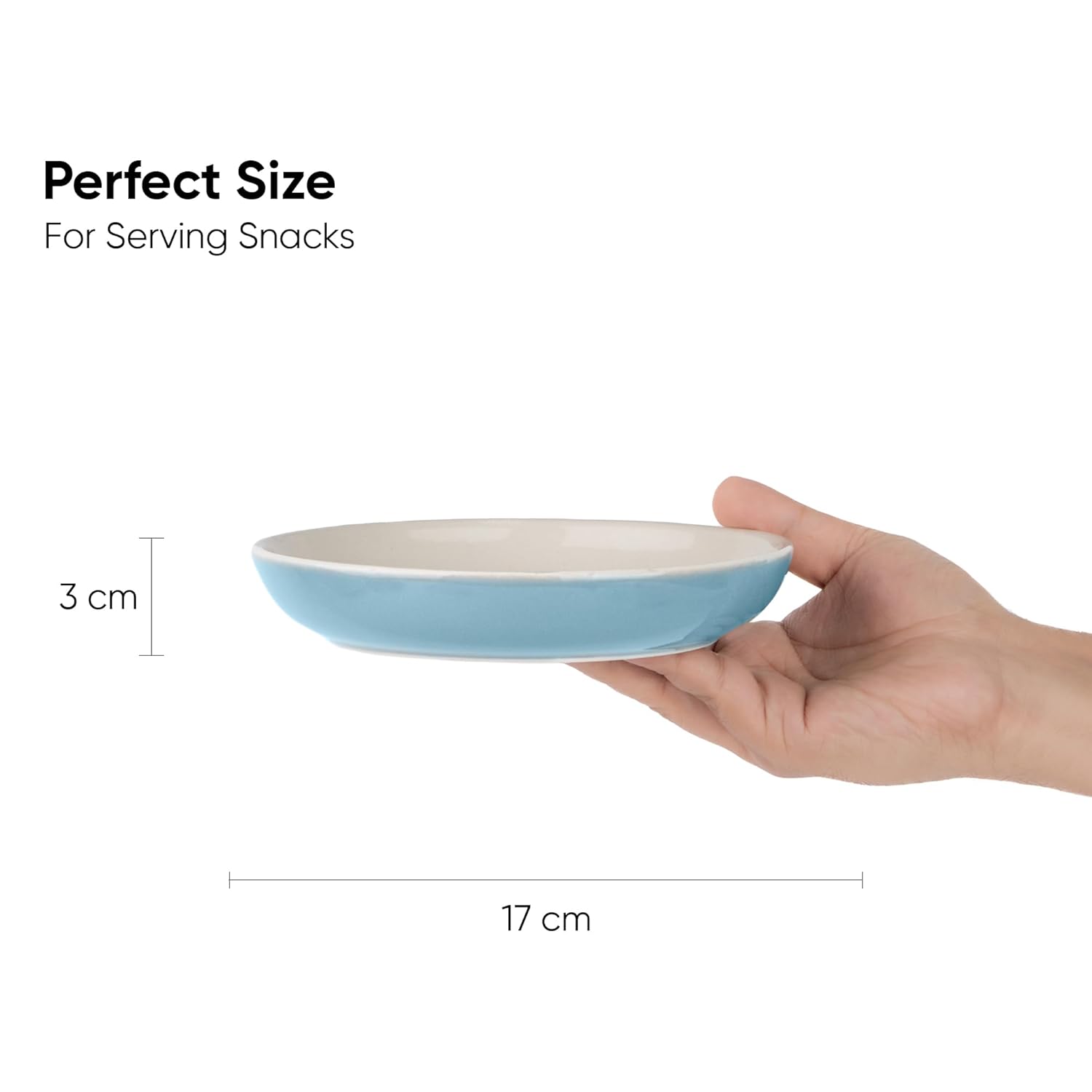 Snack Plates Set Of 6, Blue Slow Series | Snacks Plates Set - Dessert Plates | Small Plates With Glossy Finish - Deep Snack Plates | Microwave Safe & Chip Resistant Snack Plates Set Of 6, Blue Slow Series | Snacks Plates Set - Dessert Plates | Small Plates With Glossy Finish - Deep Snack Plates | Microwave Safe & Chip Resistant