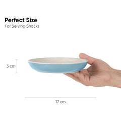 Snack Plates Set Of 6, Blue Slow Series | Snacks Plates Set - Dessert Plates | Small Plates With Glossy Finish - Deep Snack Plates | Microwave Safe & Chip Resistant