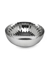Stainless Steel Serving Bowl - Rhythm Garden Series | Ribbed Pattern Serving Dish- Large Dining Table Bowl | Noodles Serving Bowl - Dishwasher Safe, Easy To Clean | Serve Ware, Dinnerware & Tableware