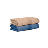 Mulberry Living Bamboo Bliss Bath Towel 1200 Gsm | Ultra-Soft, Eco-Friendly, Quick Dry & Highly Absorbent Bath Towel (Denim Blue & Coral Peach) - 2 Pcs