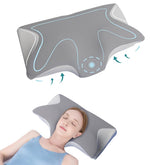 Luxury Cervical Pillow For Neck & Shoulder Pain Relief, Grey Color, Soft Pillow | Orthopedic Memory Foam Pillows | Cool & Breathable Fabric, 2 Heights & Butterfly Design, Washable, Pillow