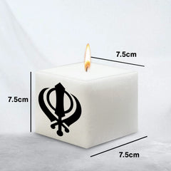 3 INCH SQUARE CANDLE UNSCENTED PILLAR KHALSA CANDLE | BURNING TIME 35 HOURS