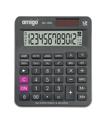 Amigo MJ-120D, Desktop Calculator, Large 12-Digit Display, 120 Steps Check, Memory Keys | Calculator Is Perfect For Use In The Office, Classroom