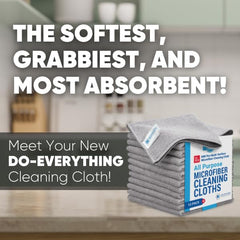 Microfiber Wholesale Buff Pro Multi-Surface Microfiber Cleaning Cloths 400 Gsm | Premium Microfiber Towels For Cleaning, Kitchens & Bathrooms (Gray) - Pack Of 12
