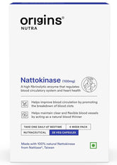Origins Nutra Nattokinase Promote Heart Health, Natural Blood Thinner, Control Blood Pressure | Gmp Certified, For Men & Women | 28 Capsules, 50gm 0.1lbs