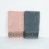 Rangoli 100% Cotton Fibre Bath Towel 1200 Gsm | Highly Durable & Absorbent Towel | Skin-Friendly & Quick Drying Luxury Towels (Peach & Grey) - Pack Of 2