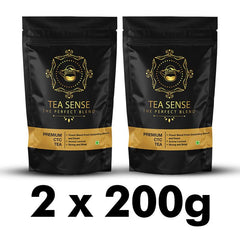 Tea Sense Premium CTC Tea - Pack Of 2 X 200gm, 7.05 Ounce Each | Assam Chai With Darjeeling Whole Leaves - Rich Flavor & Strong Chai Patti, High Caffeine | The Perfect Blend Loose Leaves