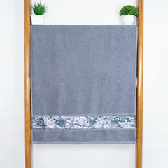 Rangoli 100% Cotton Fibre Bath Towels 450 Gsm | Highly Durable & Absorbent With Printed Border | Quick Drying Towels (Grey)