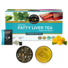 Teacurry Caffeine Free Fatty Liver Tea - 30 Individually Wrapped Tea Bags | Delicious Peppermint Giloy Tea - Supports Liver Wellness